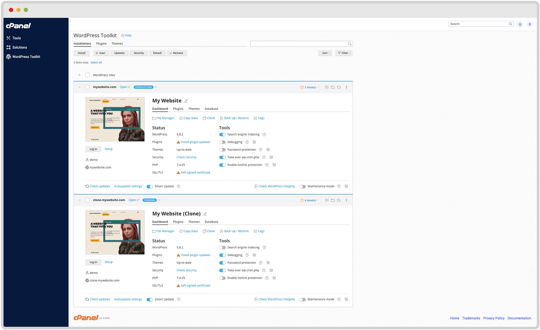 WordPress Toolkit screenshot